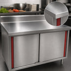 Thumbnail image #3 for Eagle Group Spec-Master CBH2496SEM-BS 96 x 24 in Enclosed Stainless Steel Work Table with 4 Doors, Backsplash and 14-Gauge 304 Top