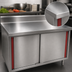 Thumbnail image #3 for Spec-Master Marine Series Enclosed Work Table with Cabinet Base and Hinged Doors, 96 x 24 Inches, 4-1/2 Inch Backsplash, 14-Gauge 304 Stainless Steel Top