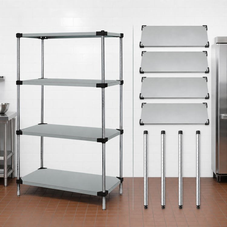 Product image #3 for Quantum 60-Inch x 18-Inch x 74-Inch Stationary Solid Stainless Steel Shelving Starter Kit