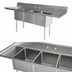 Thumbnail image #3 for Omcan USA 3-Compartment Pot Sink with Left and Right Drainboards, 24 x 24 x 14-Inch Bowls