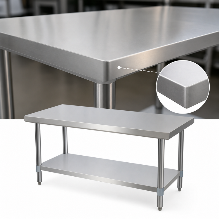 Product image #3 for BK Resources 60" x 24" 18-Gauge 430 Stainless Steel Work Table with Adjustable Undershelf