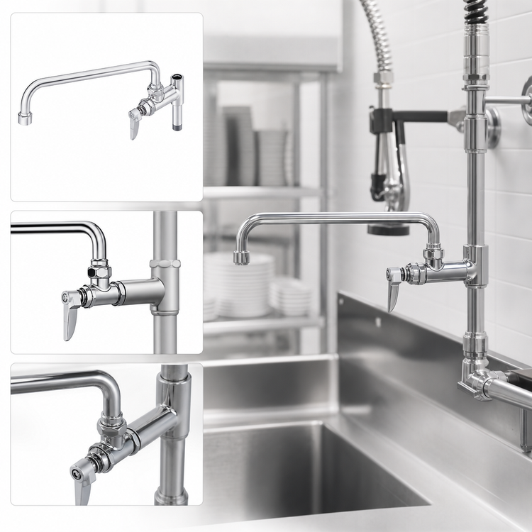 Product image #3 for T&S Brass B-0158-VF22 Add-On Pre-Rinse Faucet with 14-Inch Swing Nozzle and 2.2 GPM VR Aerator