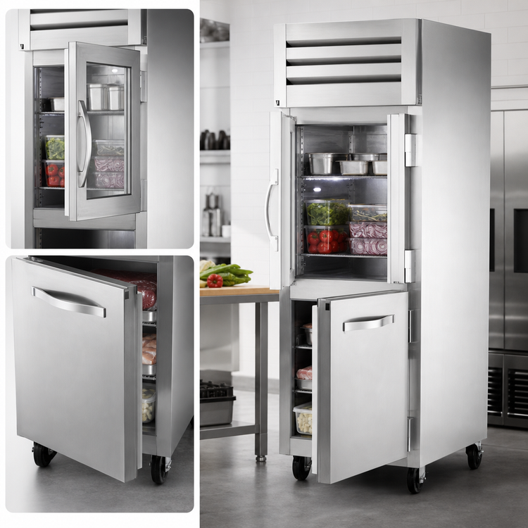 Product image #3 for True Spec Series One-Section Reach-In Combination Half Swing Door Refrigerator with Glass and Stainless Steel Half Doors