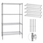Thumbnail image #3 for Quantum WR86-2460S Stationary Wire Shelving Starter Kit, 60"W x 24"D x 86"H, 4 Shelves, 304 Stainless Steel