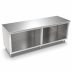 Thumbnail image #3 for John Boos 4CO4-30120 120 x 30-Inch Stainless Steel Work Table, Flat Top, Open-Front Cabinet Base, 14-Gauge 300 Series Top