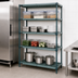 Thumbnail image #3 for Quantum 4-Tier Stationary Wire Plastic Mat Shelving Unit, 72W x 21D x 86H, Green Epoxy Antimicrobial Finish