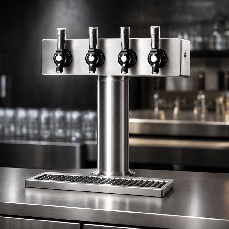 Product image #3 for Spec-Bar Stainless Steel Countertop Beer Dispenser with Drip Tray, 4 Faucets, 16-Inch Working Height