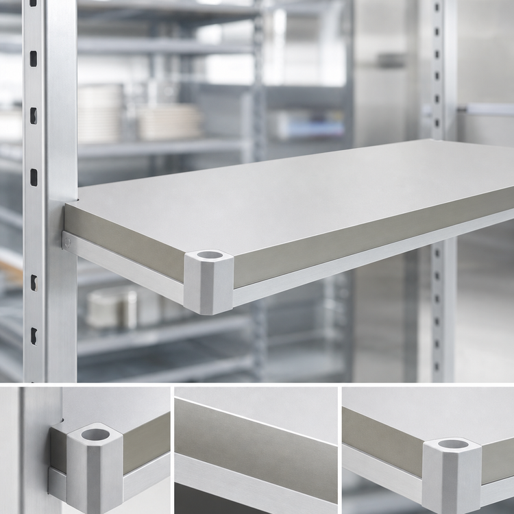 Product image #4 for New Age Adjust-A-Shelf Solid Brute Series Aluminum Shelf, 48 x 18 Inches, 800 lb Capacity