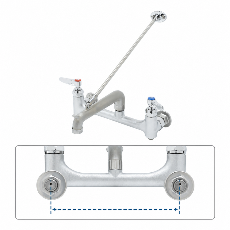 Product image #3 for T&S Brass B-0660-BSTP Wall-Mounted Service Sink Faucet with Adjustable 8-Inch Centers and 9-Inch Bucket/Pail Hook Spout
