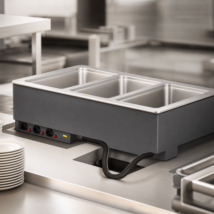 Product image #3 for Vollrath Three-Well Drop-In Hot Food Well with Auto-Fill Manifold Drain, Full-Size Pans, 208-240V