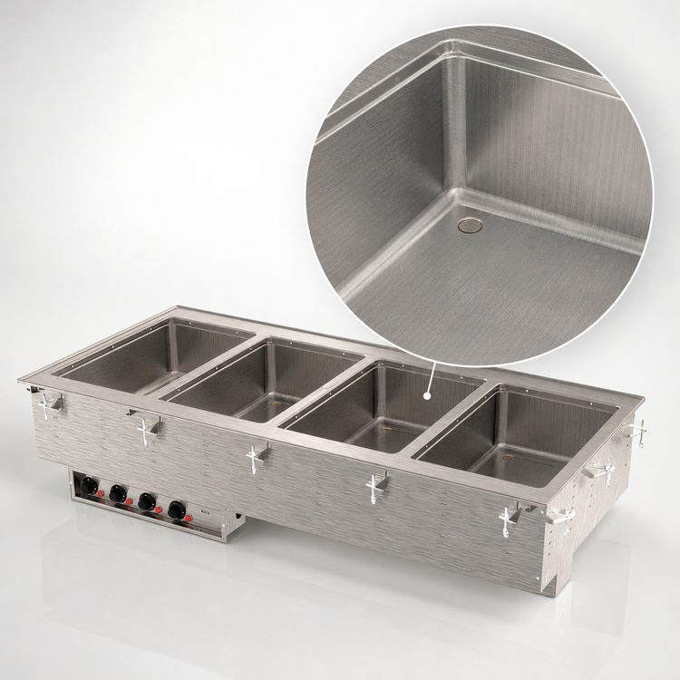 Product image #3 for Vollrath 4-Well Insulated Electric Hot Food Well Drop-In with Thermostatic Controls and Manifold Drain