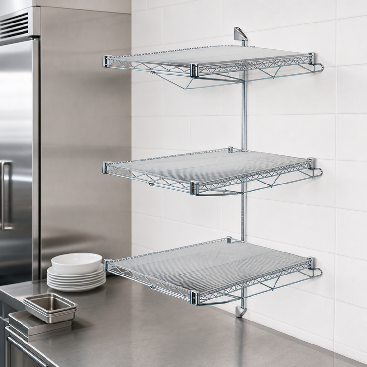 Product image #3 for Quantum Wall-Mounted Cantilever Starter Unit with 3 Wire Shelves