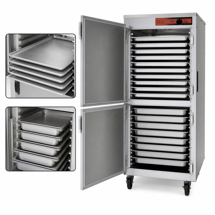 Product image #3 for Mobile Insulated Heated Holding Cabinet with Digital Controls and Split Doors, 15 Full-Size Pan Capacity