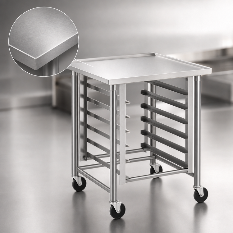 Product image #3 for Eagle Group Uni-Lok Mobile Mixer Stand with Pan Rack, 36 x 30 Inches, Stainless Steel Top, Galvanized Base, 400 lb Capacity