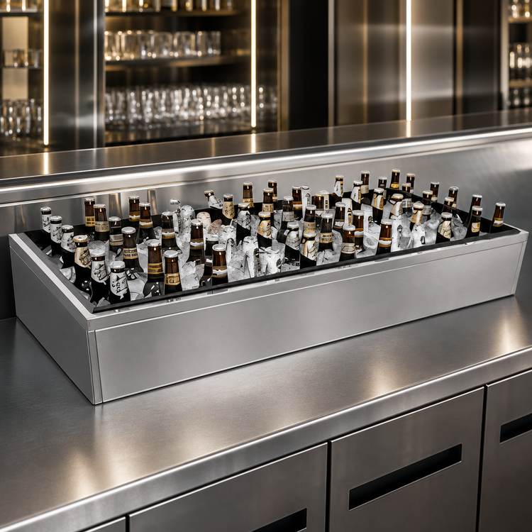 Product image #3 for Glastender Back Bar Stainless Steel Ice Display Unit, 54 Inch W x 24 Inch D