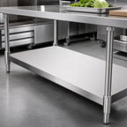 Thumbnail image #3 for John Boos SSK4-3072 72 x 30 Inch 14-Gauge 300 Series Stainless Steel Work Table Undershelf