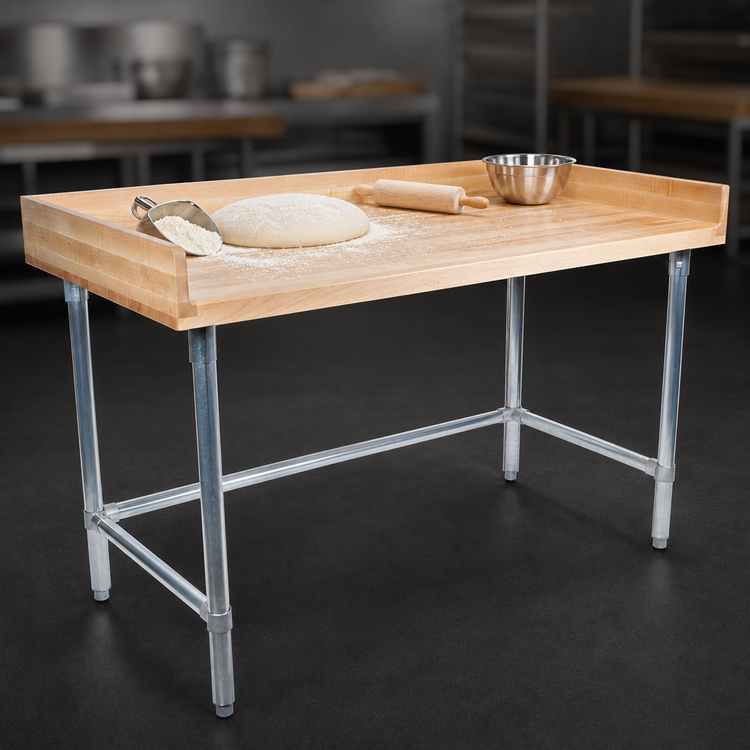 Product image #3 for John Boos 108" x 30" Baker's Top Work Table with 1-3/4" Northern Hard Rock Maple Top and Stainless Steel Base