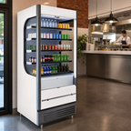 Thumbnail image #3 for Beverage Air Vuemax VMHC-12-1-W 12.15 Cu. Ft. Vertical Open-Air Merchandiser, 5 Shelves, White, Self-Contained Refrigeration