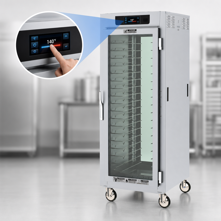 Product image #3 for Metro C5 8 Series Full-Height Pass-Thru Controlled Temperature Holding Cabinet with Touch-Screen Controls, Double-Pane Glass Doors, and Universal Wire Slides