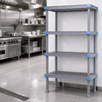 Thumbnail image #3 for Quantum Millenia QP244862VS-5 All-Polymer Stationary Starter Shelving Unit, 48"W x 24"D x 62"H, 5 Open Grid Shelves, Gray