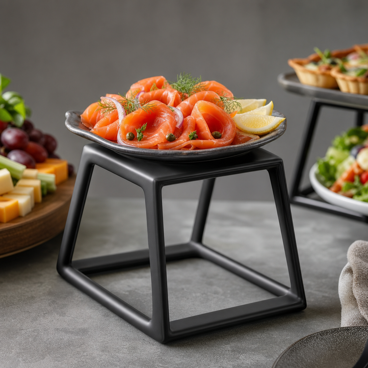 Product image #4 for American Metalcraft Rubberized Black Display Wedge Buffet Riser, 5-Inch H