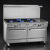 Thumbnail image #3 for Ultimate 60-Inch Commercial Gas Restaurant Range with 5 Burners, 24-Inch Griddle, Convection Oven and Cabinet Base