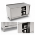 Thumbnail image #3 for John Boos 84 Inch x 36 Inch Stainless Steel Enclosed Work Table with Sliding Doors, 16 Gauge Top, and 1-1/2 Inch Rear Up-Turn