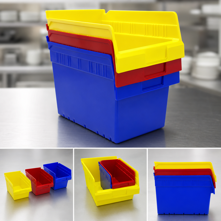 Product image #3 for Quantum Economy Nesting Shelf Bin with Rear Hanglock and Label Holder, Polypropylene