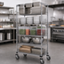Thumbnail image #3 for Quantum Post Basket Food Cart with 5 Baskets, Wire and Solid Shelves, 24 x 24 x 80 Inches
