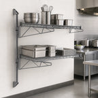Thumbnail image #3 for Quantum WC34-CB1854GY Wall-Mounted Cantilever Double-Shelf Wire Shelving Unit, 54 x 18 x 34 Inches, Gray Epoxy Finish