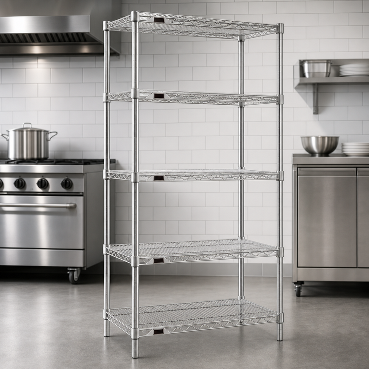 Product image #3 for Eagle Group 5-Tier Wire Shelving Starter Unit with QuadTruss Shelves, Stainless Steel Finish