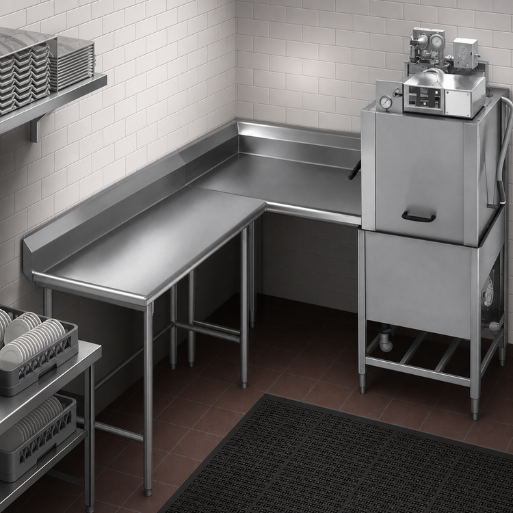 Product image #3 for Spec-Master 72-Inch Corner Clean Dishtable, 14/304 Stainless Steel, Right-To-Left Operation
