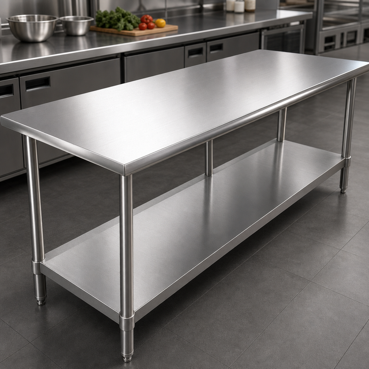 Product image #3 for Eagle Budget Series 108-Inch x 36-Inch 430 Stainless Steel Work Table with Adjustable Undershelf
