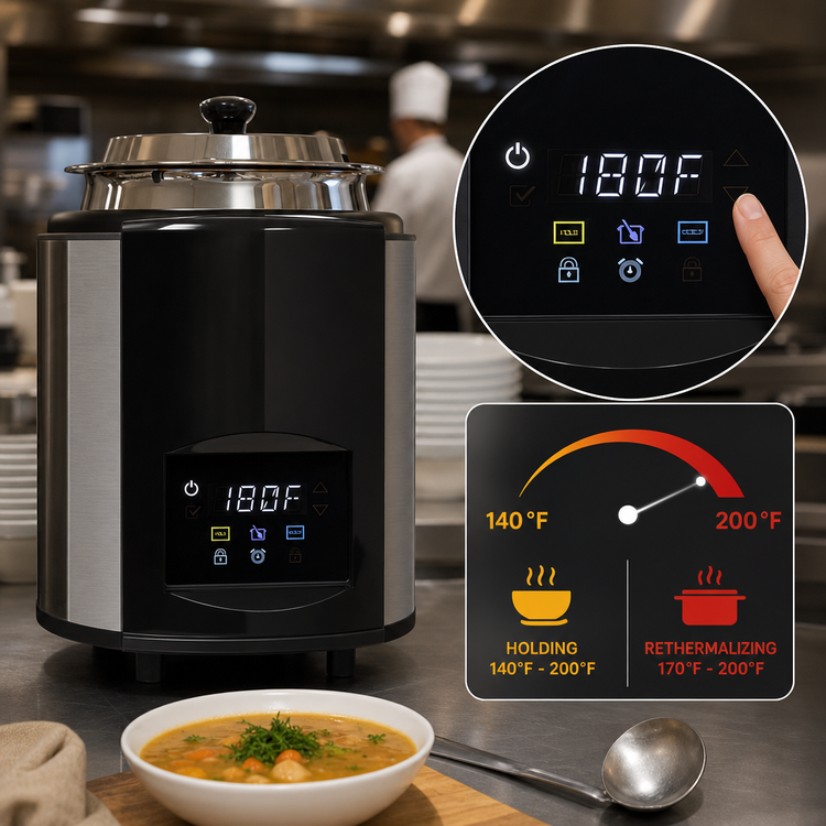 Product image #3 for CookTek SinAqua Freestanding 4 Qt Induction Soup Warmer with Digital Temperature Display
