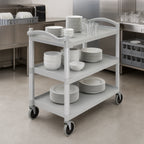 Thumbnail image #4 for Cambro BC340KD480 Open 3-Shelf Utility Cart, Polyethylene, Speckled Gray, 400 lb. Capacity