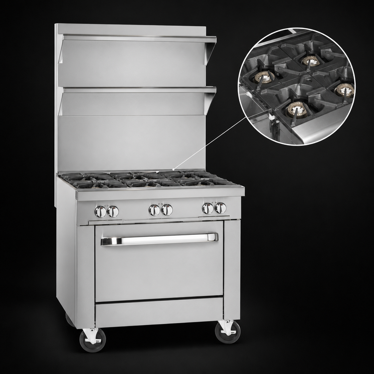 Product image #3 for Southbend Platinum 48-Inch Heavy Duty Gas Range with 8 Open Burners, Convection Oven, Right Cabinet and Step-Up Rear Burners