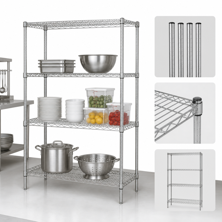 Product image #3 for Quantum Chrome Plated Wire Shelving Starter Kit, 48 x 12 x 63 Inch