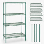 Thumbnail image #3 for Quantum WR63-3660P Stationary Wire Shelving Starter Unit, 60"W x 36"D x 63"H, 4 Shelves, Green Epoxy Finish