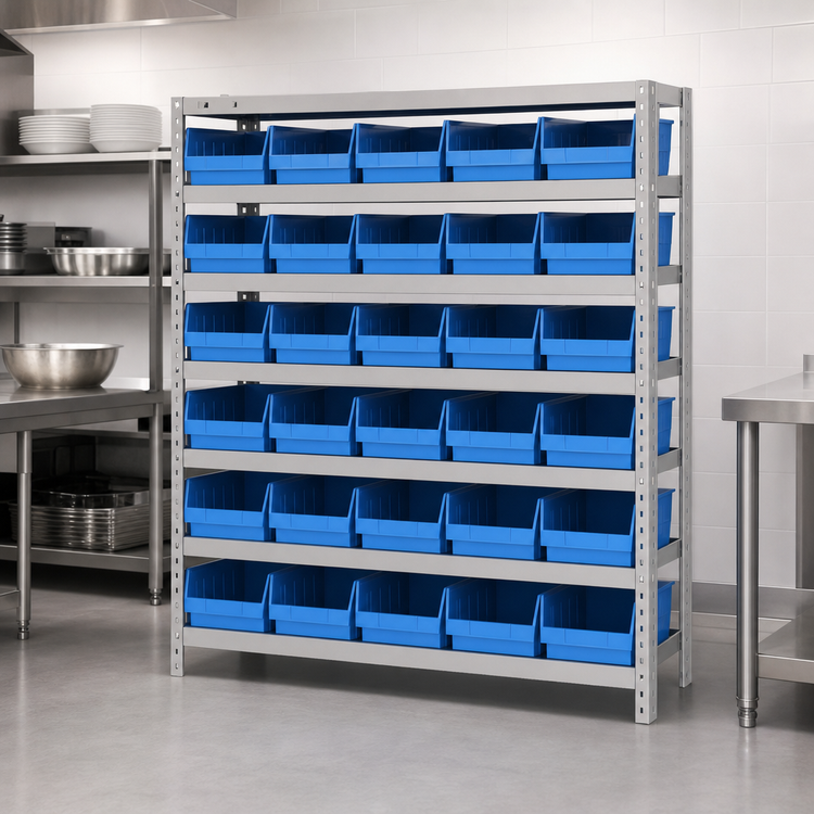 Product image #3 for Quantum Heavy-Duty Stationary Wire Shelving Unit, 12-Inch Deep x 36-Inch Wide x 39-Inch High, 7 Shelves, 30 Bins