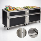Thumbnail image #3 for Dinex DineXpress DXP5ST 74-Inch Stainless Steel Mobile Modular Solid Top Utility Serving Counter with Open Understorage