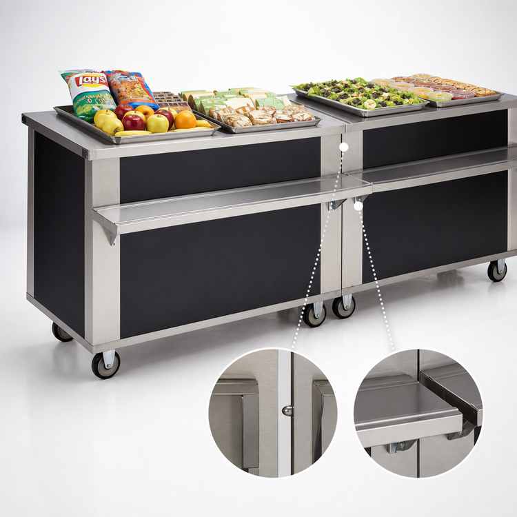 Product image #3 for Dinex DineXpress 74-Inch Solid Top Stainless Steel Mobile Utility Serving Counter with Open Understorage