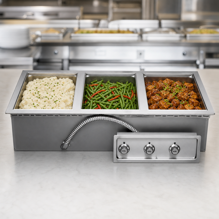 Product image #3 for APW Wyott HFW-3S Three-Well Drop-In Electric Hot Food Well, Wet/Dry, Insulated, No Drain
