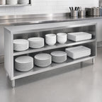Thumbnail image #3 for John Boos 4DCO4-18132 132-Inch Open Front Stainless Steel Dish Cabinet, 18-Inch Deep, Fixed Mid Shelf