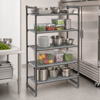 Thumbnail image #3 for Cambro Camshelving® Basics Plus CBU183064V5580 Stationary 5-Tier Antimicrobial Vented Polymer Shelving Unit, 30 x 18 x 64 Inches, Brushed Graphite