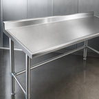 Thumbnail image #3 for Eagle Group Spec-Master T24108GTEM-BS Stainless Steel Work Table, 108 x 24 in, 4-1/2 in Backsplash, Box Marine Edge, Open Galvanized Base