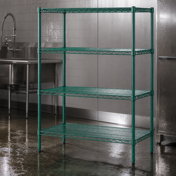 Product image #4 for Metro Super Erecta Stationary Starter Wire Shelving Unit, 60"W x 18"D x 63"H, 4 Shelves, Metroseal 3 Epoxy-Coated Green