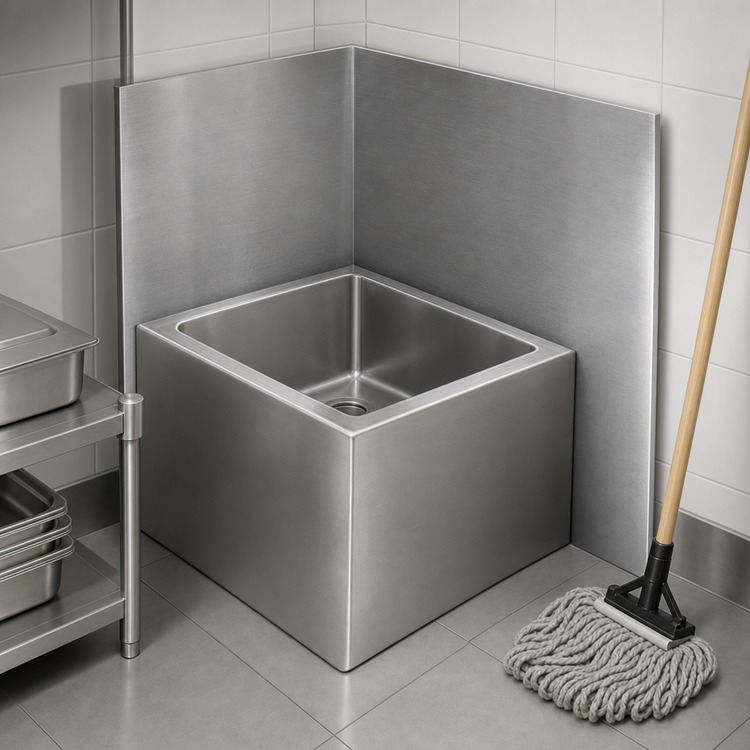 Product image #3 for John Boos Rear, Left & Right Mop Sink Wainscoting Wall Guard for 20 x 16 Bowl, 24-7/8 x 19-1/4 x 27 Inches