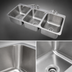 Thumbnail image #3 for Advance Tabco 3-Compartment Drop-In Sink with 16 x 20 x 12-Inch Bowls, 304 Stainless Steel, Faucet and Drain Included