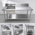 Thumbnail image #3 for Serv-Ware 72-Inch 16-Gauge Stainless Steel Sink Table with Left-Side Sink and 5-Inch Backsplash