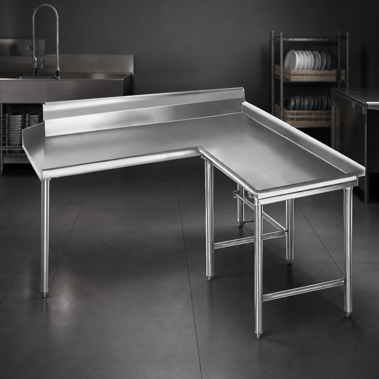 Product image #3 for Eagle Group 96-Inch Right-Hand Island Clean Dishtable, 30-Inch Deep, 16-Gauge 304 Stainless Steel